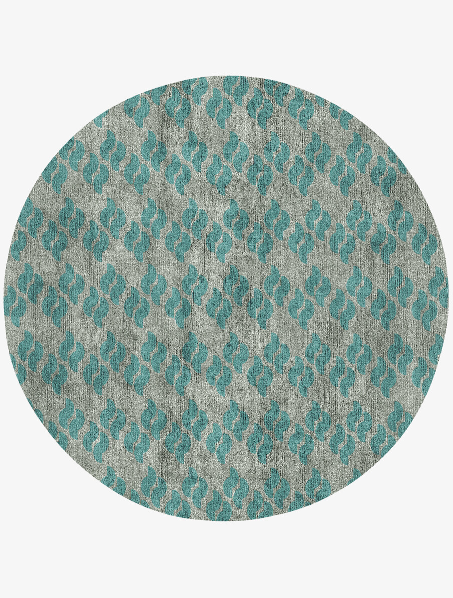 Duet Geometric Round Flatweave Bamboo Silk Custom Rug by Rug Artisan