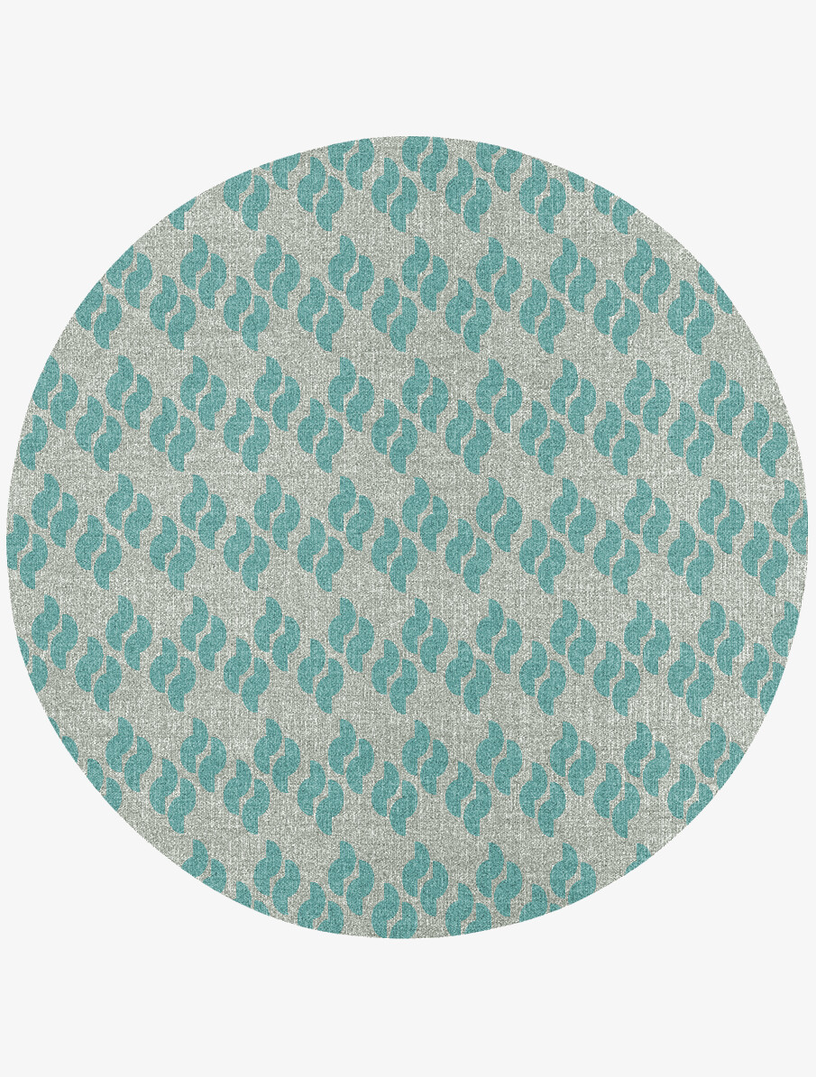 Duet Geometric Round Outdoor Recycled Yarn Custom Rug by Rug Artisan