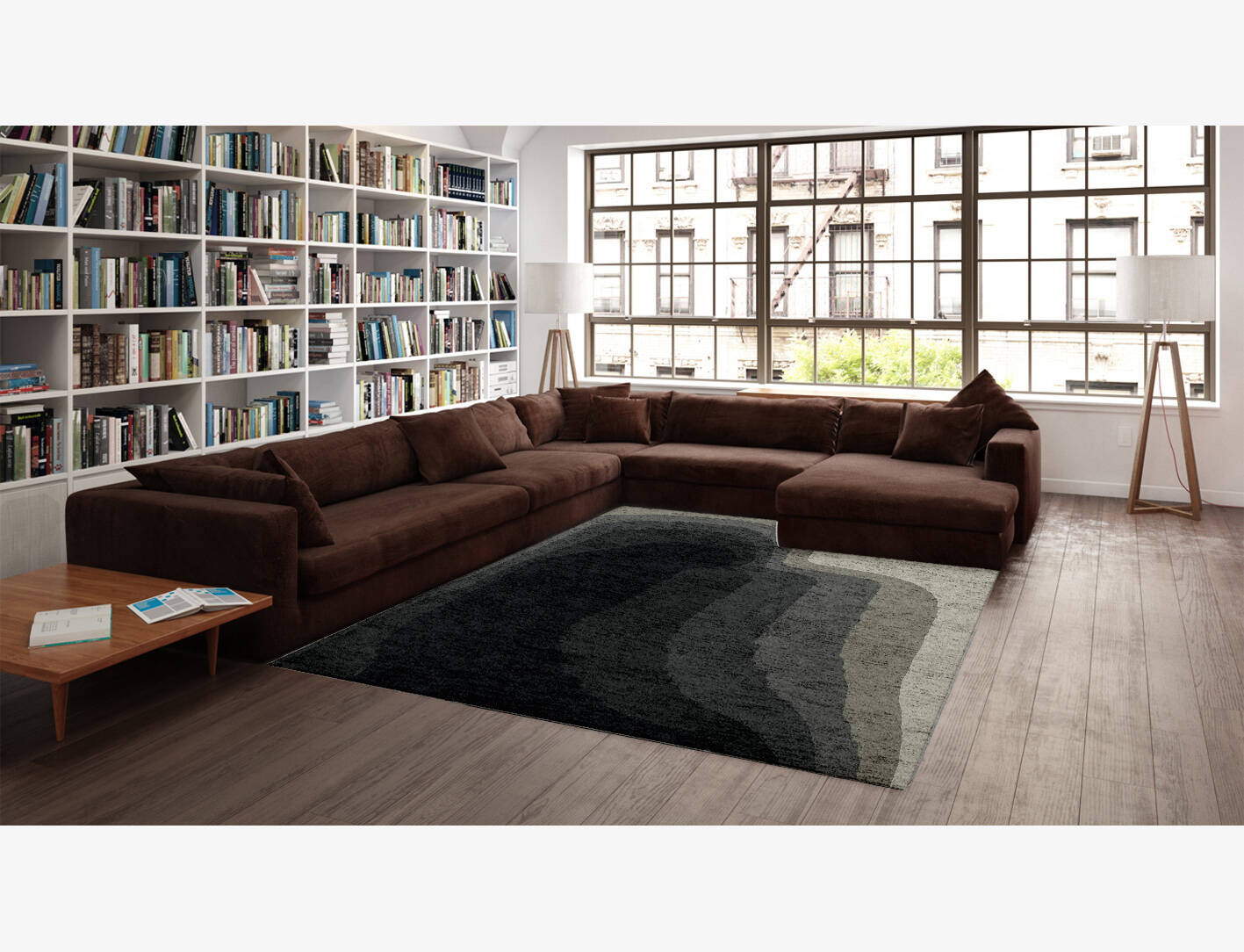 Duna Gradation Rectangle Hand Knotted Bamboo Silk Custom Rug by Rug Artisan
