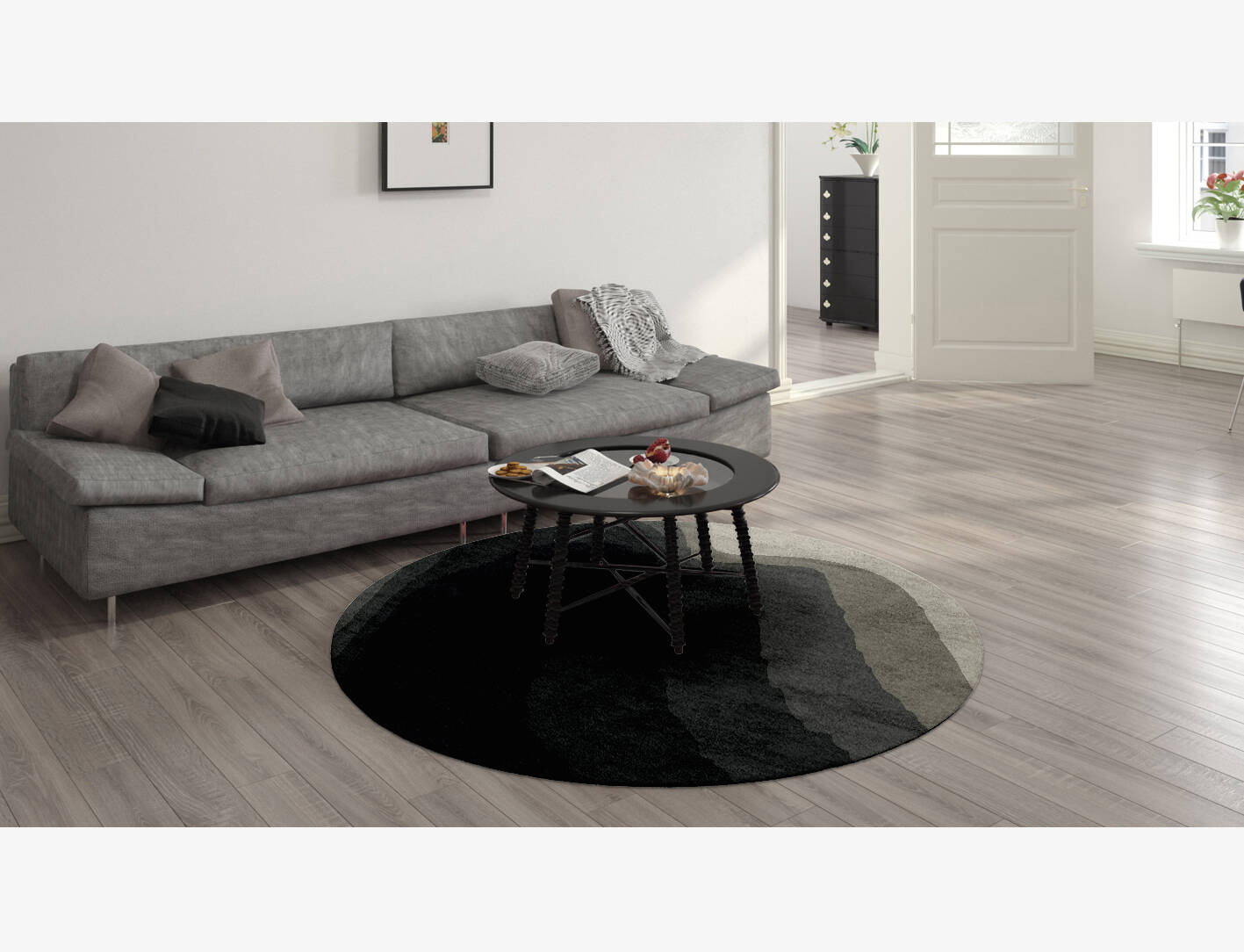 Duna Gradation Round Hand Knotted Bamboo Silk Custom Rug by Rug Artisan