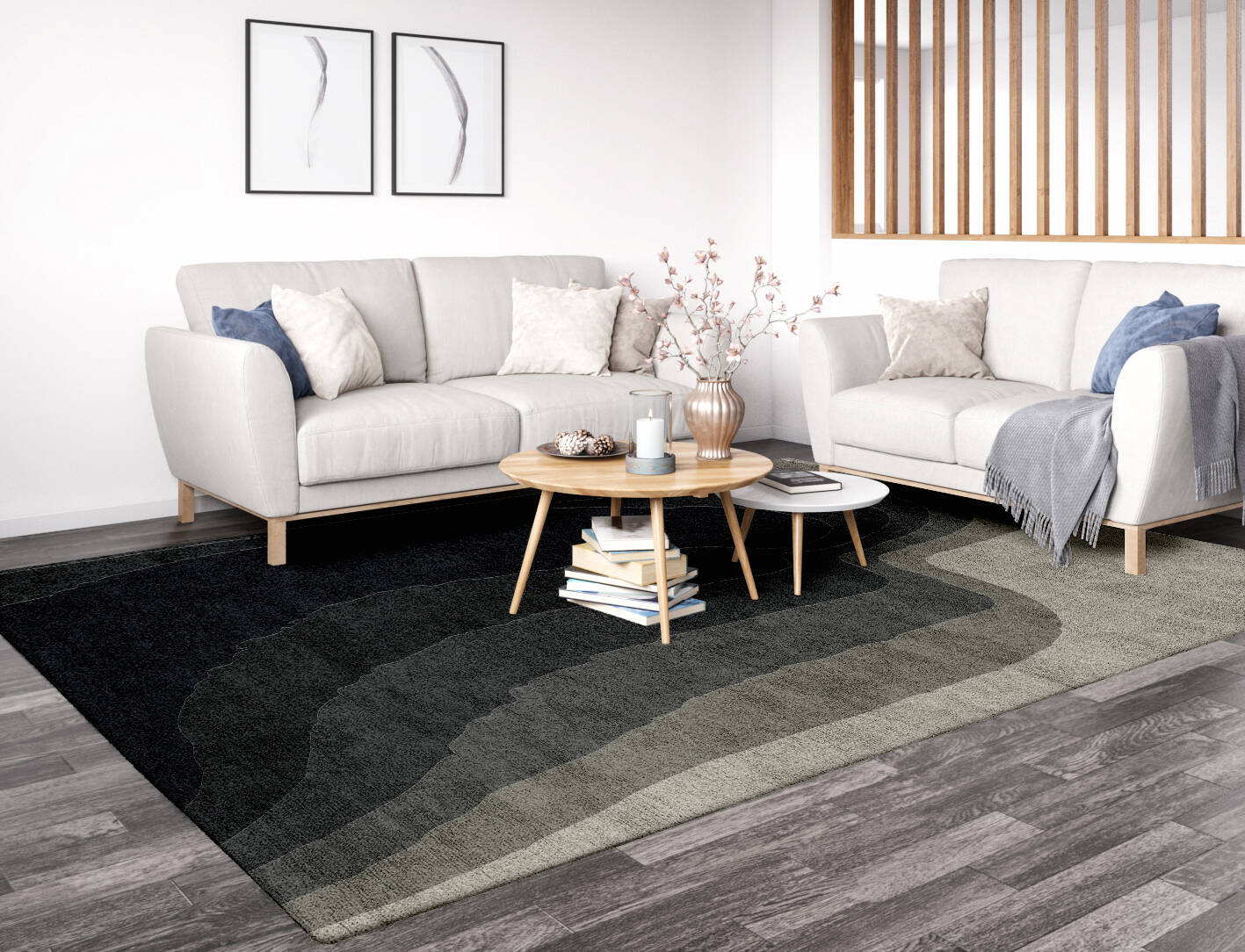 Duna Gradation Rectangle Hand Tufted Bamboo Silk Custom Rug by Rug Artisan