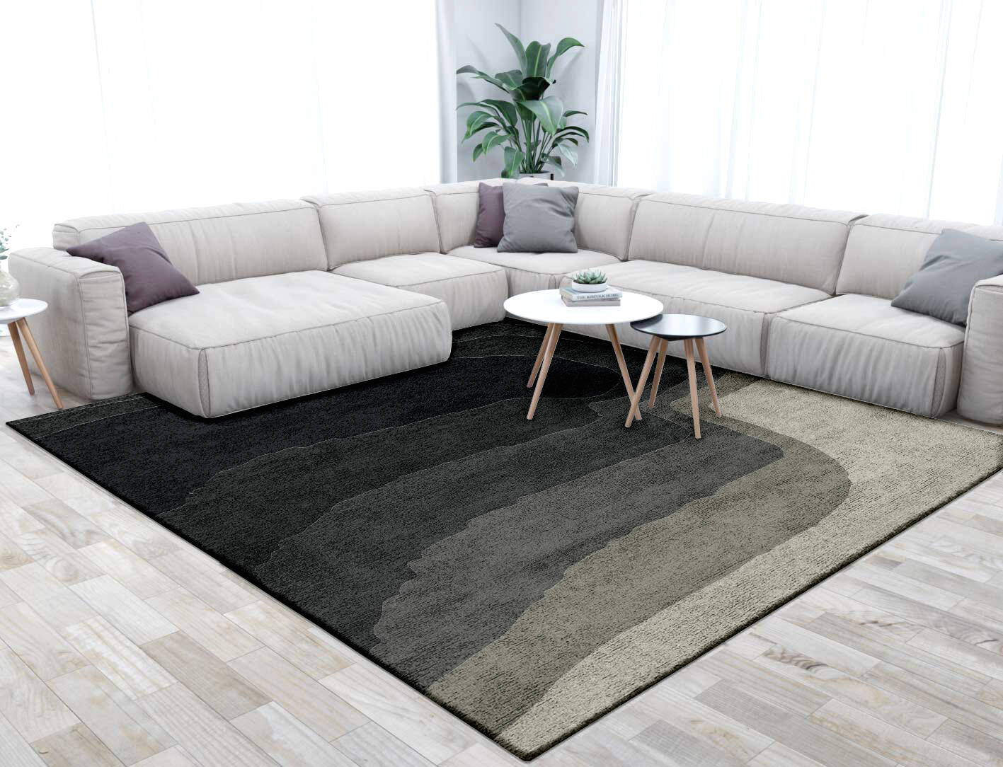 Duna Gradation Square Hand Tufted Bamboo Silk Custom Rug by Rug Artisan