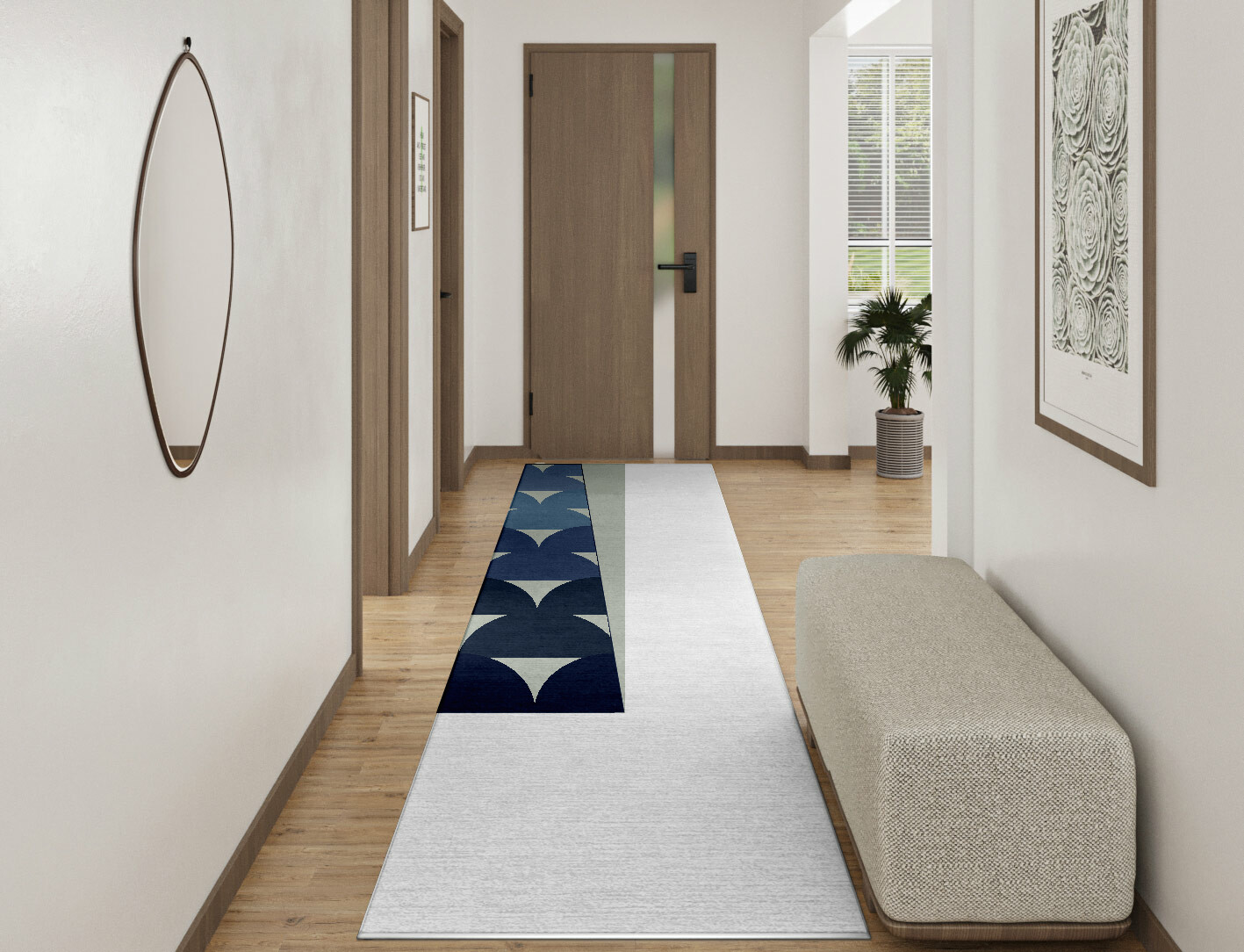 Dunes Geometric Runner Hand Knotted Tibetan Wool Custom Rug by Rug Artisan
