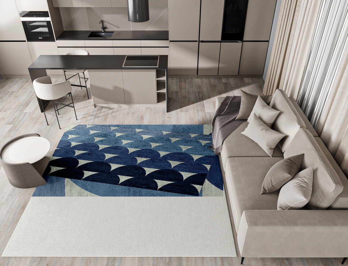 Dunes Geometric Square Hand Knotted Bamboo Silk Custom Rug by Rug Artisan