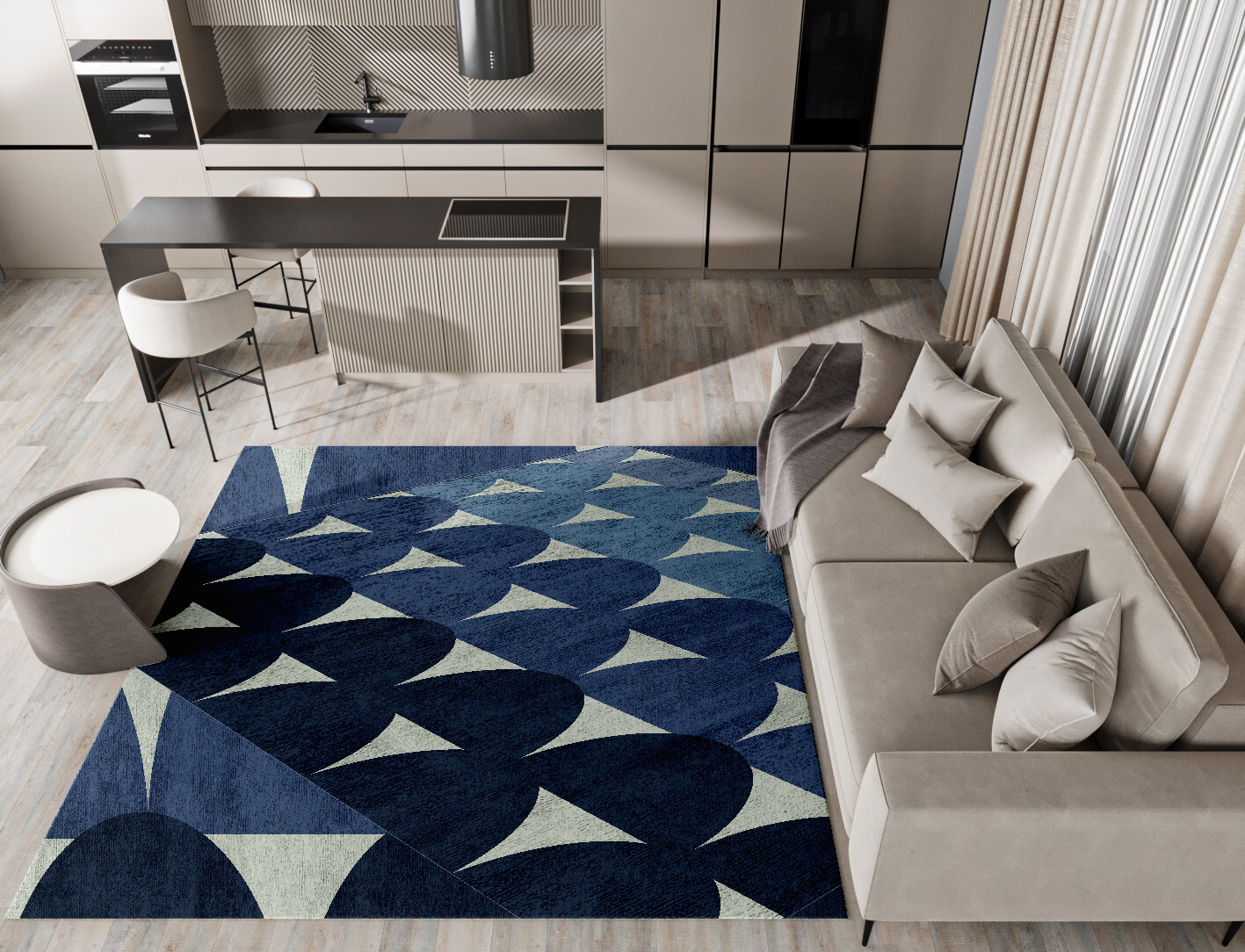 Dunes Geometric Square Hand Tufted Bamboo Silk Custom Rug by Rug Artisan