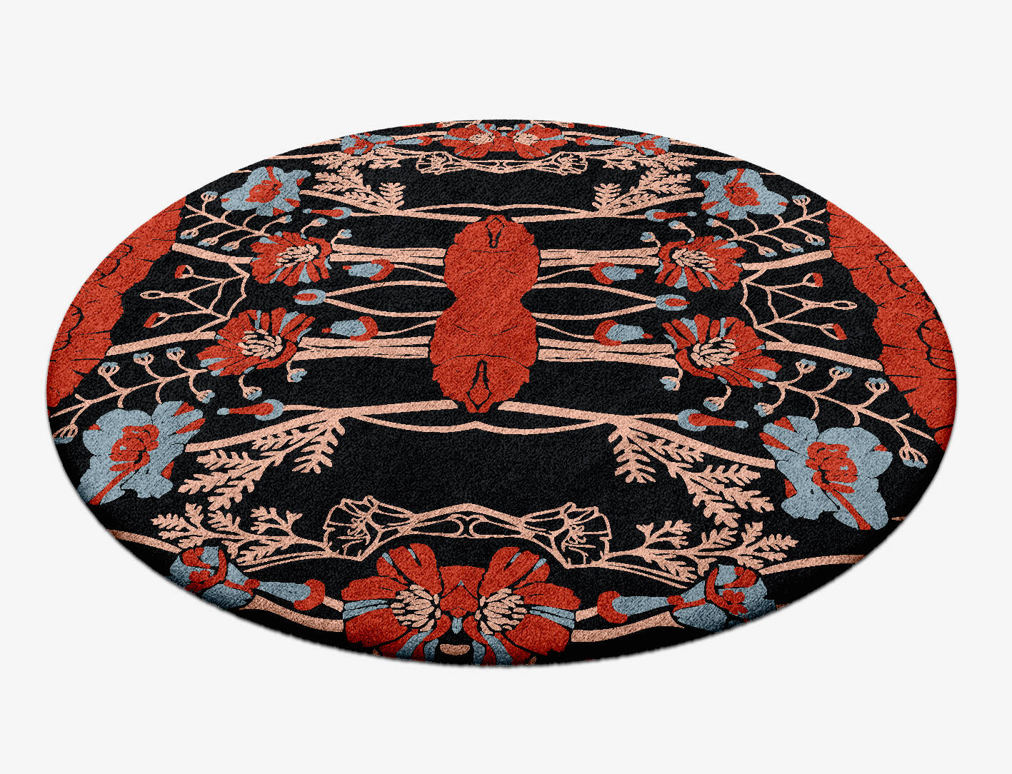 Echo Floral Round Hand Tufted Bamboo Silk Custom Rug by Rug Artisan