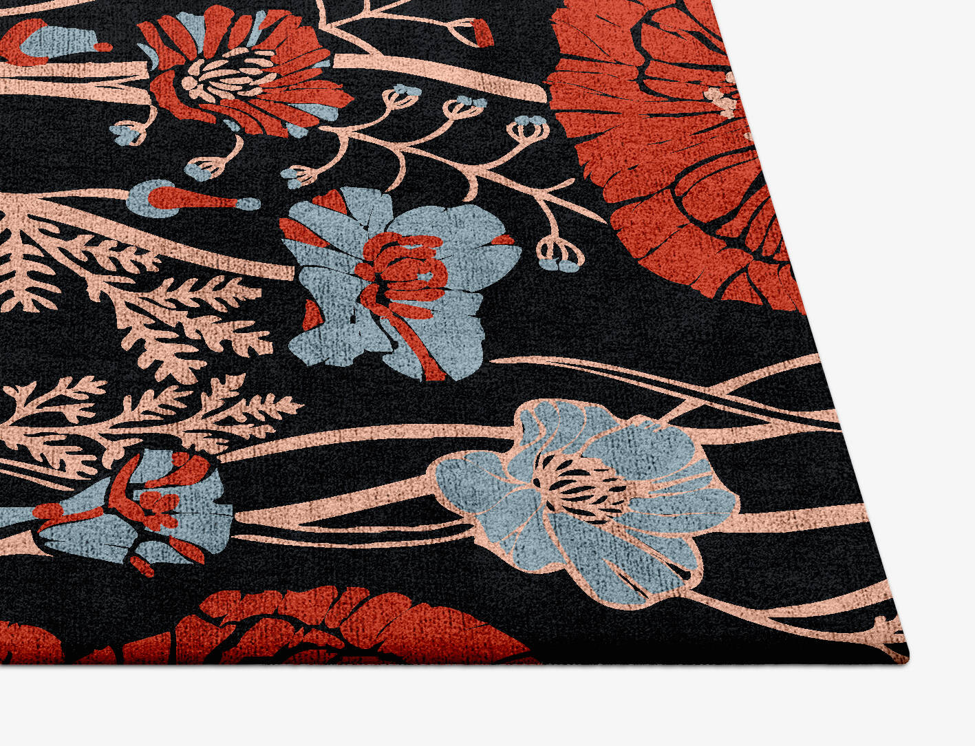 Echo Floral Square Hand Tufted Bamboo Silk Custom Rug by Rug Artisan