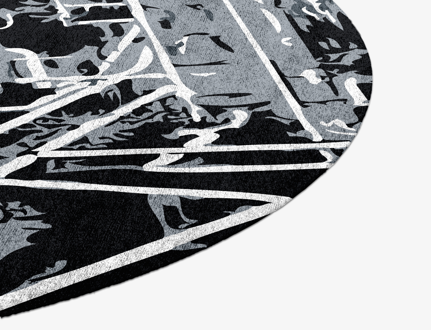 Eclat Grey Monochrome Round Hand Knotted Bamboo Silk Custom Rug by Rug Artisan