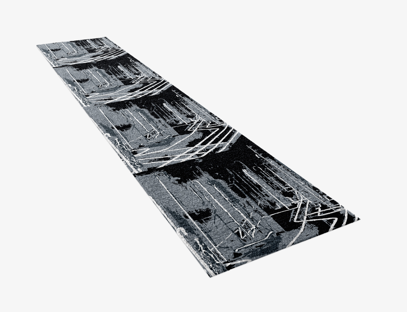 Eclat Grey Monochrome Runner Hand Knotted Tibetan Wool Custom Rug by Rug Artisan