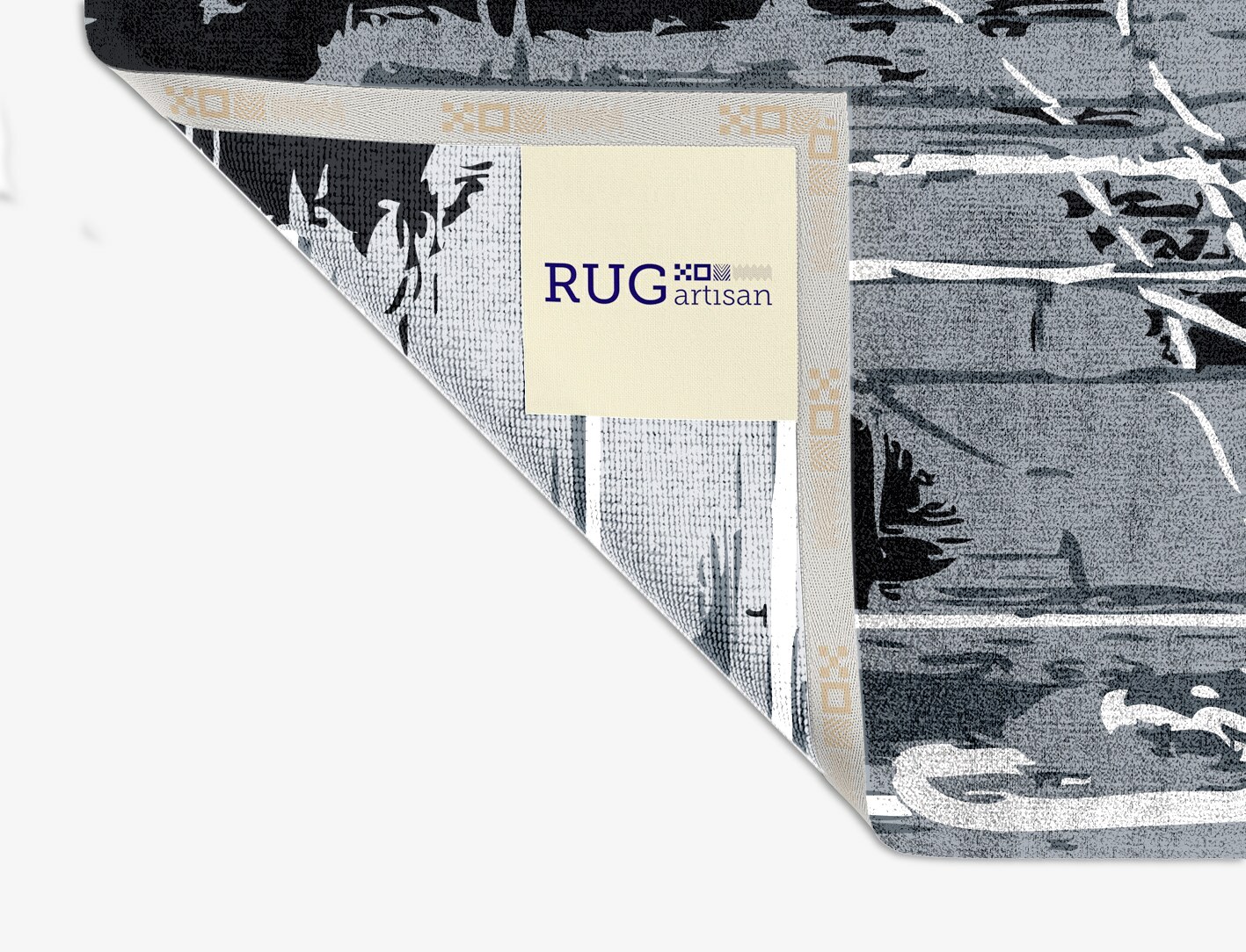 Eclat Grey Monochrome Square Hand Knotted Bamboo Silk Custom Rug by Rug Artisan