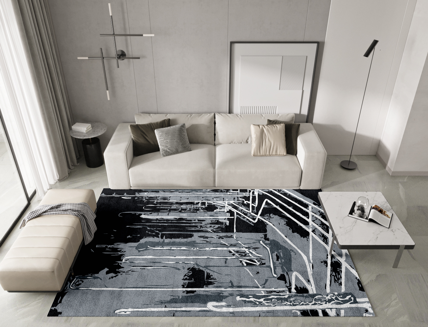 Eclat Grey Monochrome Rectangle Hand Tufted Bamboo Silk Custom Rug by Rug Artisan