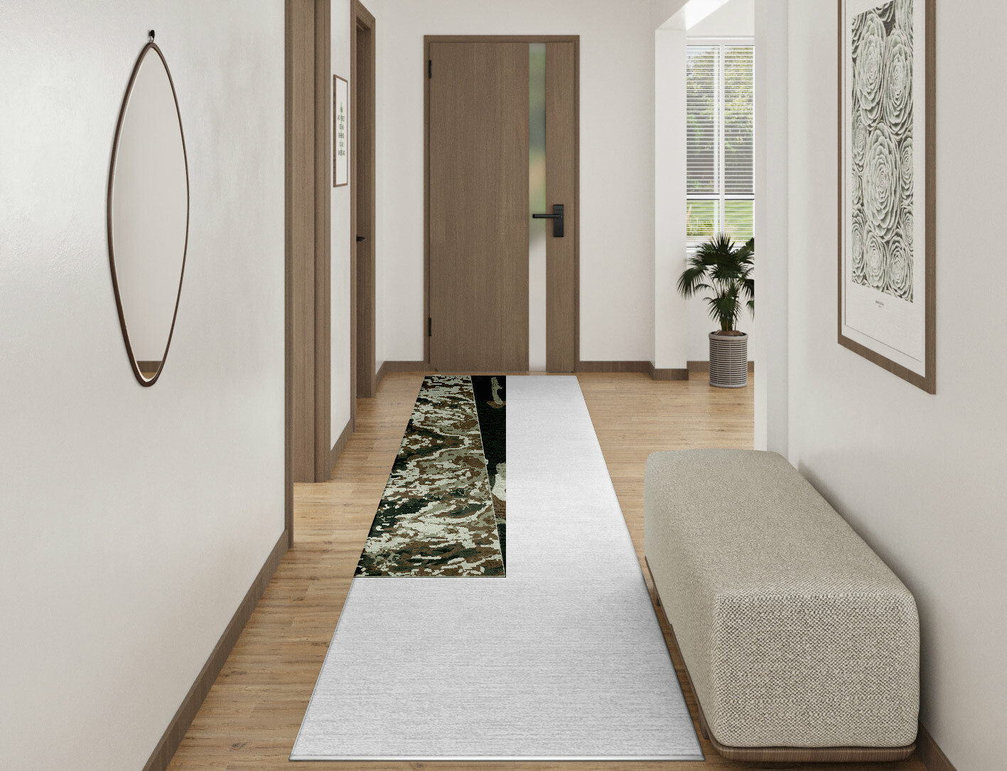 Eddy Surface Art Runner Hand Knotted Bamboo Silk Custom Rug by Rug Artisan