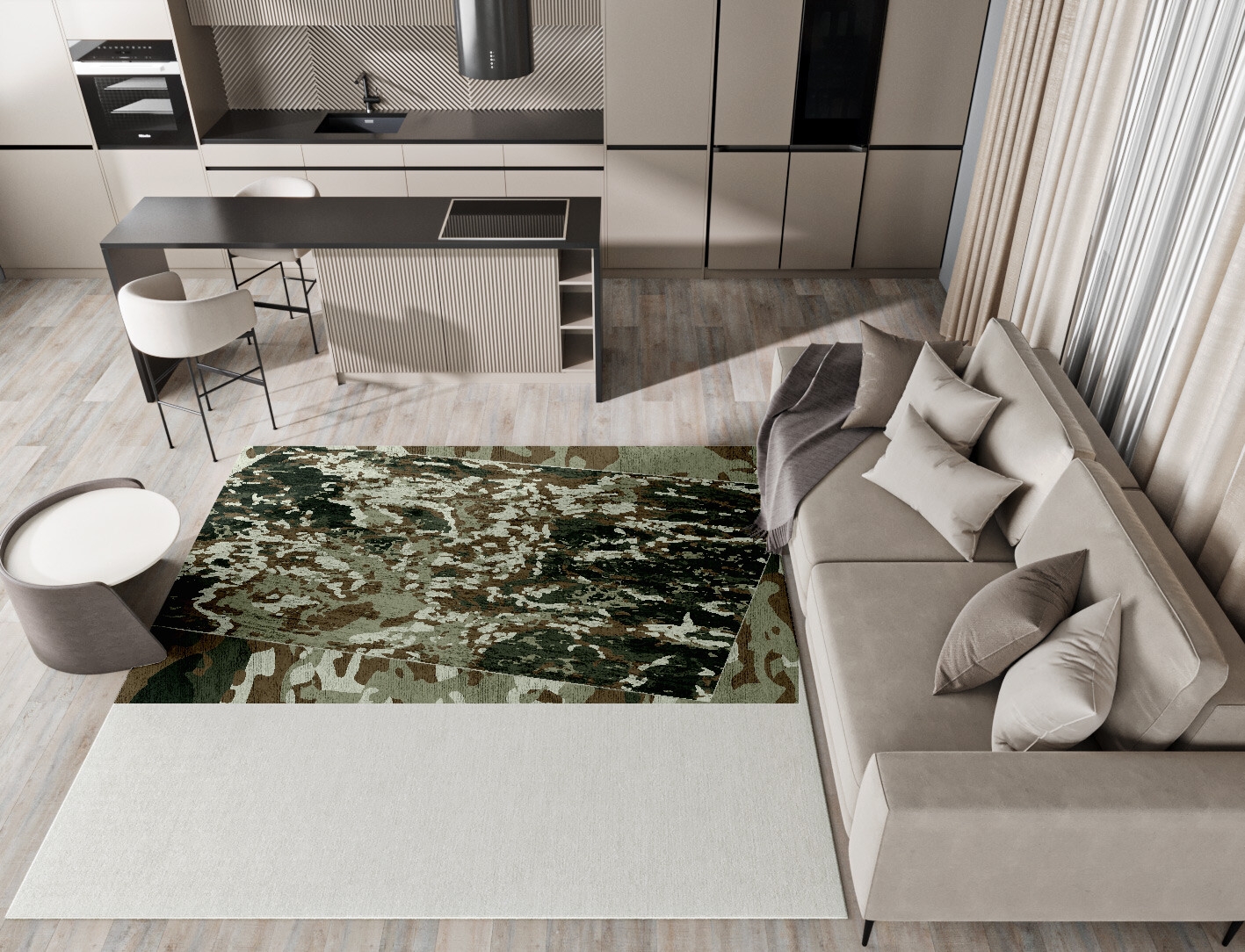 Eddy Surface Art Square Hand Knotted Bamboo Silk Custom Rug by Rug Artisan