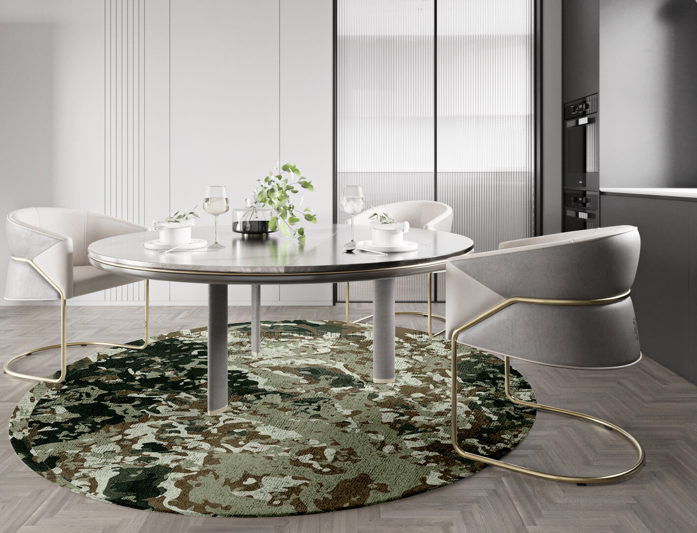 Eddy Surface Art Round Hand Tufted Bamboo Silk Custom Rug by Rug Artisan