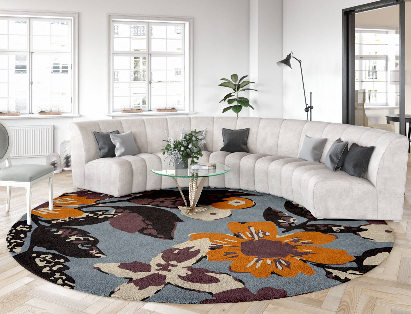 Eden Floral Round Hand Tufted Pure Wool Custom Rug by Rug Artisan