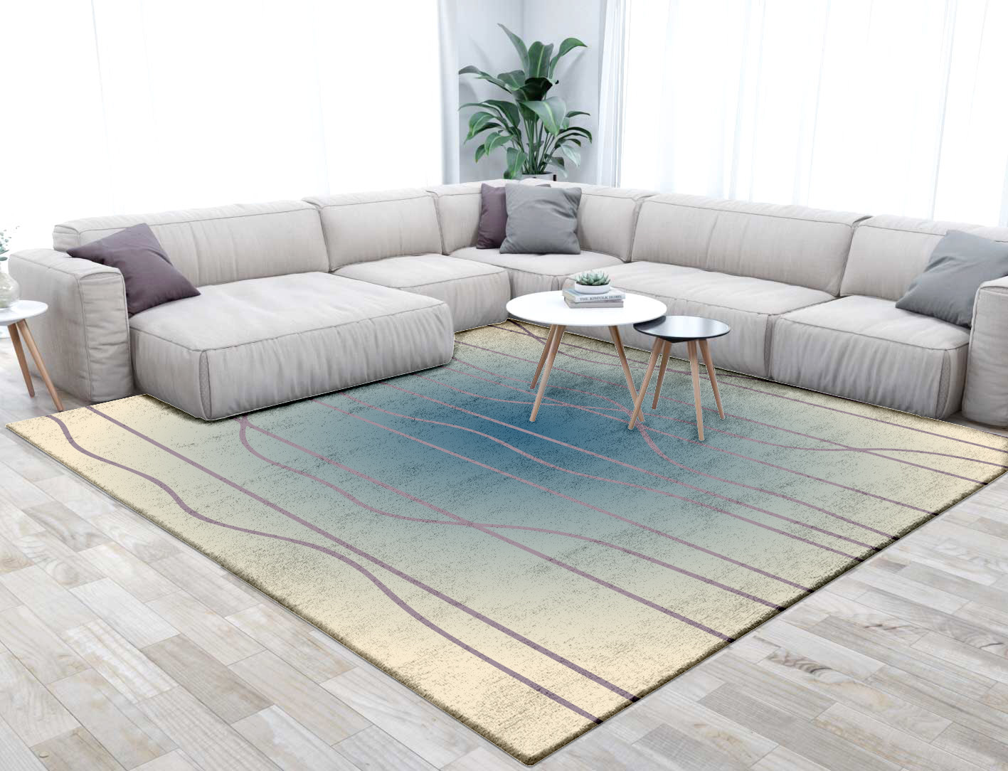 Edge Ombre Square Hand Tufted Bamboo Silk Custom Rug by Rug Artisan
