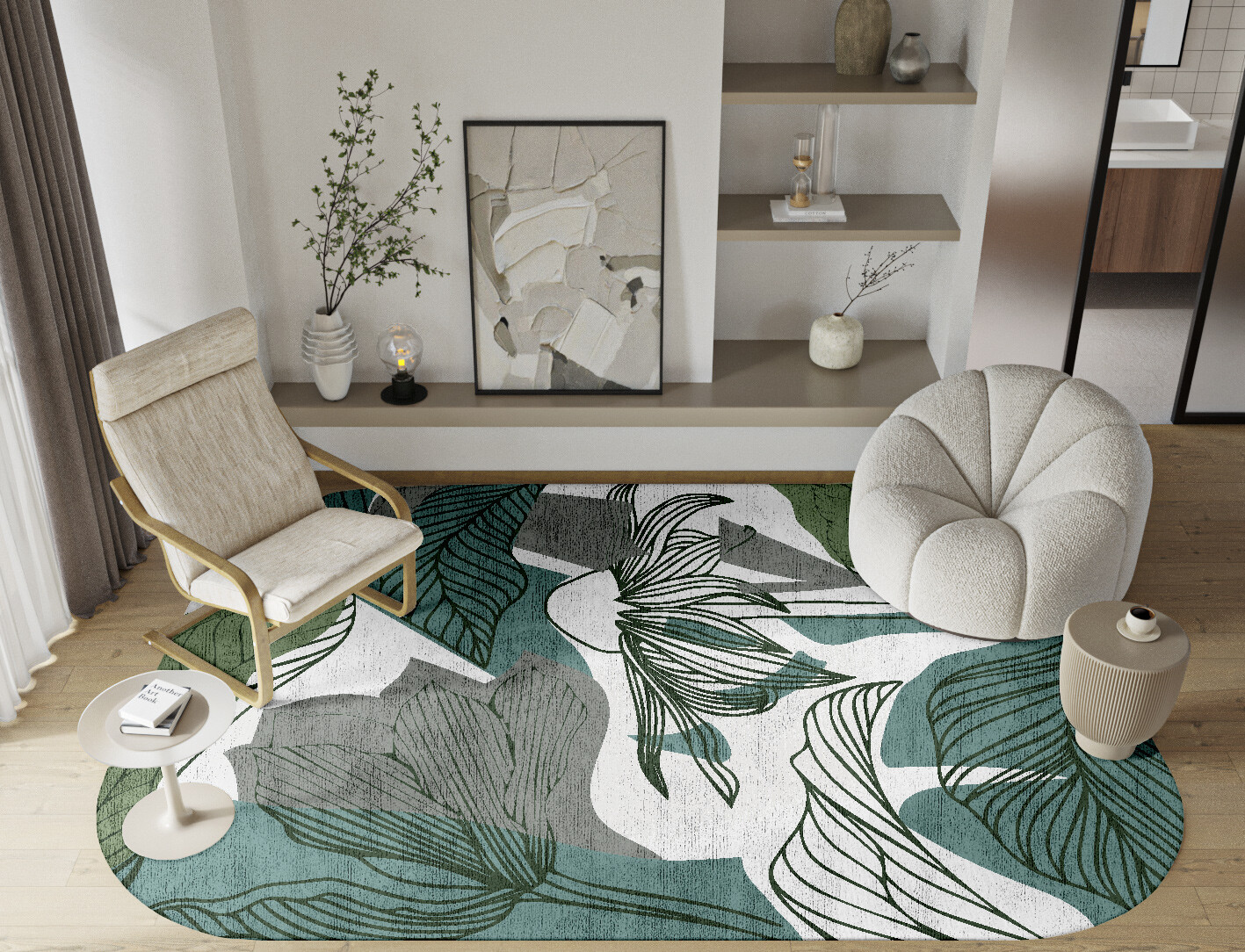 Eglangtine Field of Flowers Oblong Hand Knotted Bamboo Silk Custom Rug by Rug Artisan