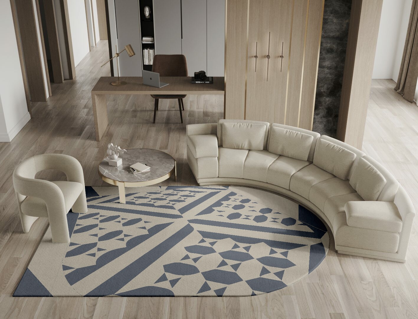Elan Geometric Arch Hand Knotted Tibetan Wool Custom Rug by Rug Artisan