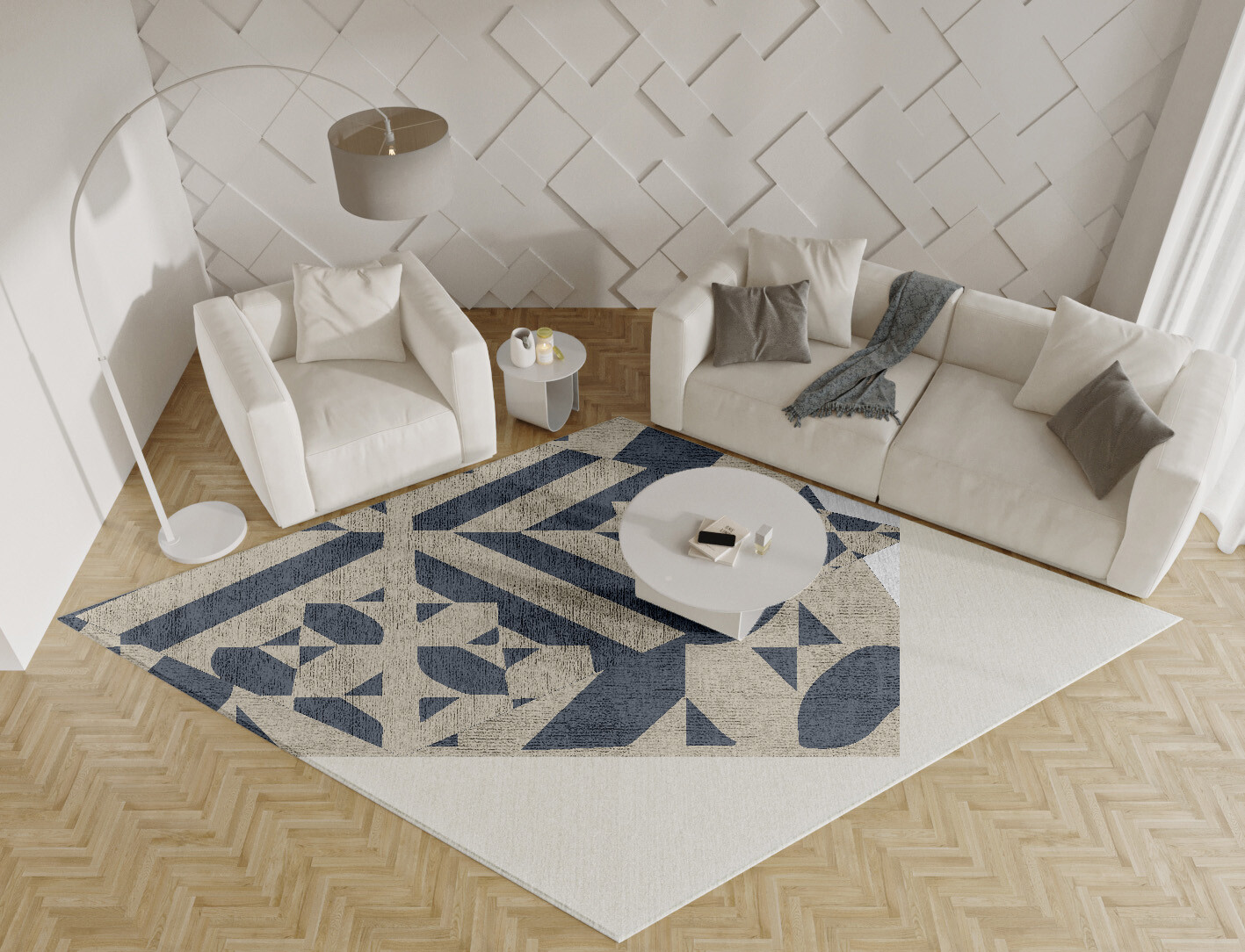 Elan Geometric Diamond Hand Knotted Bamboo Silk Custom Rug by Rug Artisan