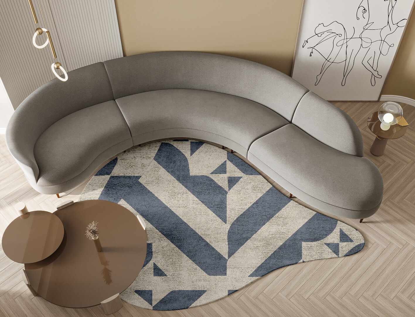 Elan Geometric Drop Hand Knotted Bamboo Silk Custom Rug by Rug Artisan