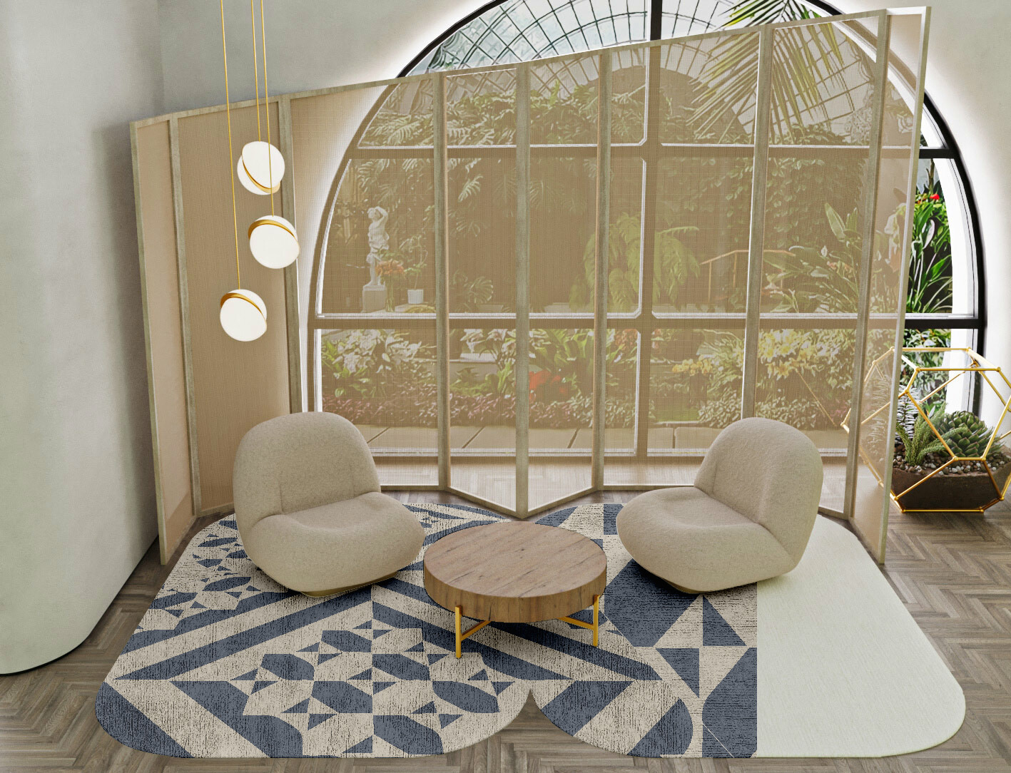 Elan Geometric Eight Hand Knotted Bamboo Silk Custom Rug by Rug Artisan