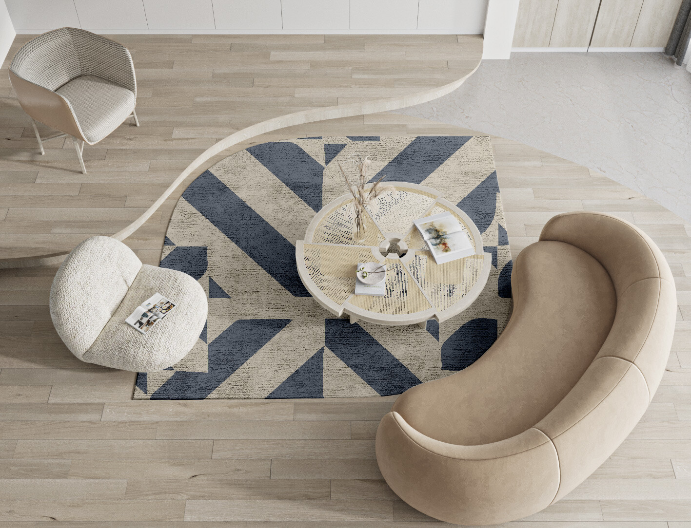 Elan Geometric Ogee Hand Knotted Bamboo Silk Custom Rug by Rug Artisan