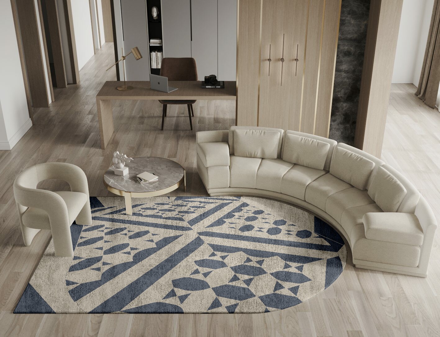 Elan Geometric Arch Hand Tufted Bamboo Silk Custom Rug by Rug Artisan