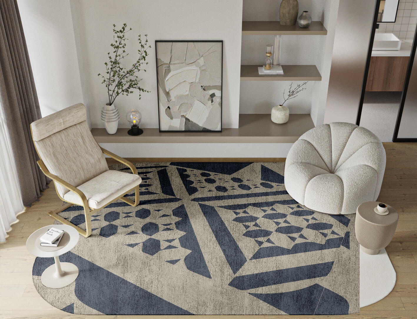Elan Geometric Oblong Hand Tufted Bamboo Silk Custom Rug by Rug Artisan