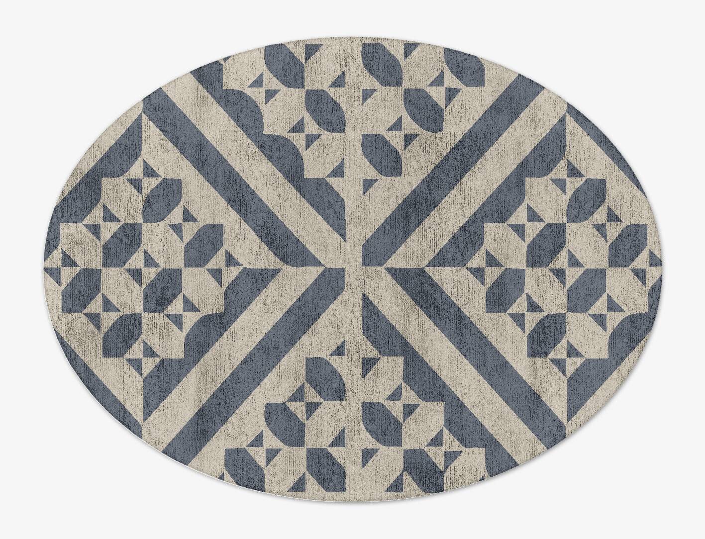 Elan Modern Geometrics Oval Hand Tufted Bamboo Silk Custom Rug by Rug Artisan