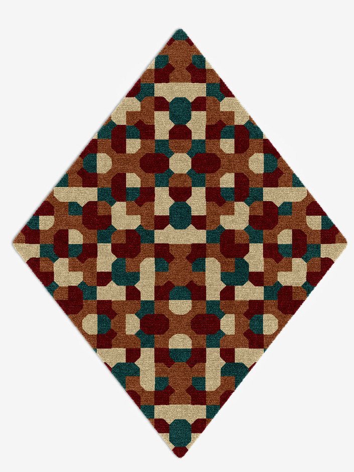 Elementary Modern Geometrics Diamond Hand Knotted Tibetan Wool Custom Rug by Rug Artisan