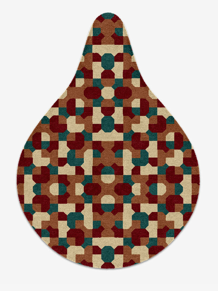 Elementary Modern Geometrics Drop Hand Knotted Tibetan Wool Custom Rug by Rug Artisan