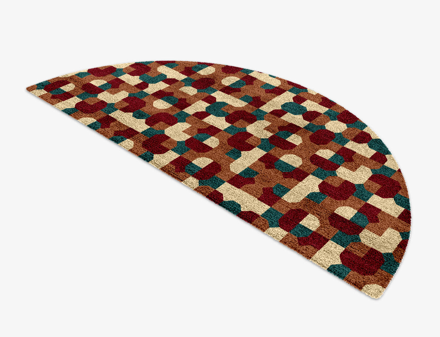 Elementary Modern Geometrics Halfmoon Hand Knotted Bamboo Silk Custom Rug by Rug Artisan