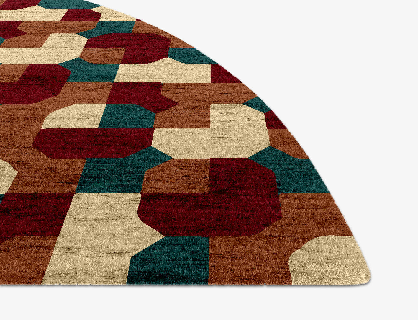 Elementary Modern Geometrics Halfmoon Hand Knotted Bamboo Silk Custom Rug by Rug Artisan