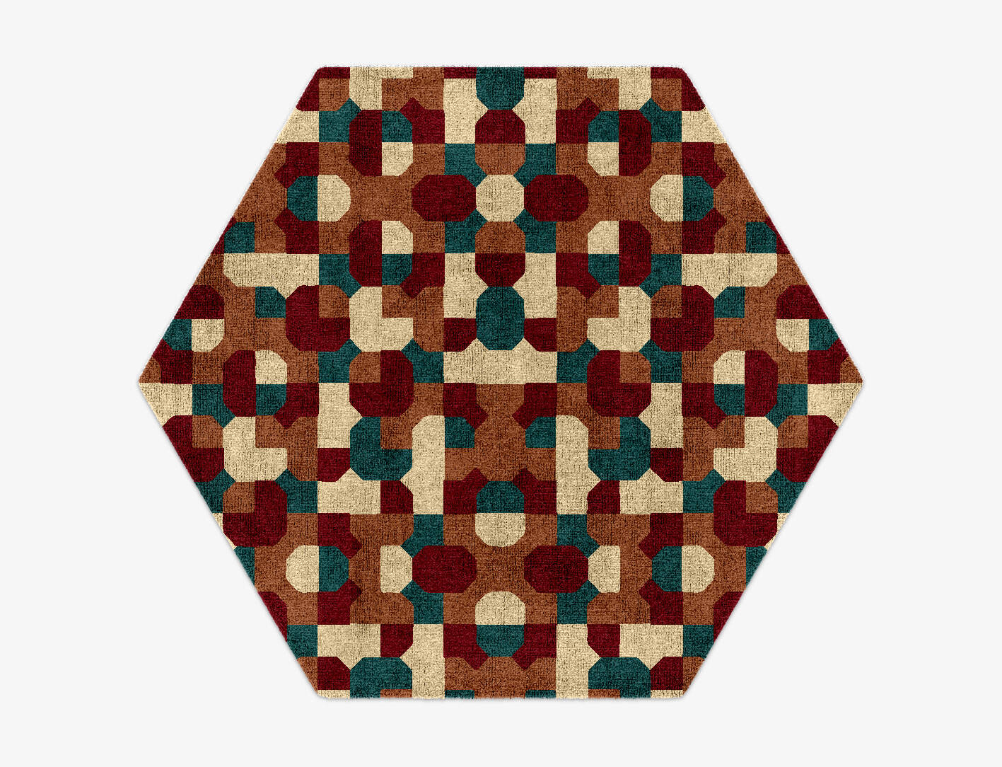 Elementary Modern Geometrics Hexagon Hand Knotted Bamboo Silk Custom Rug by Rug Artisan