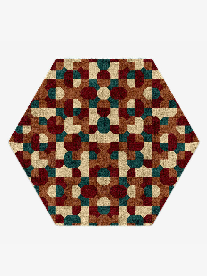 Elementary Modern Geometrics Hexagon Hand Knotted Bamboo Silk Custom Rug by Rug Artisan