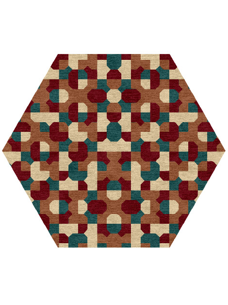 Elementary Modern Geometrics Hexagon Hand Knotted Tibetan Wool Custom Rug by Rug Artisan