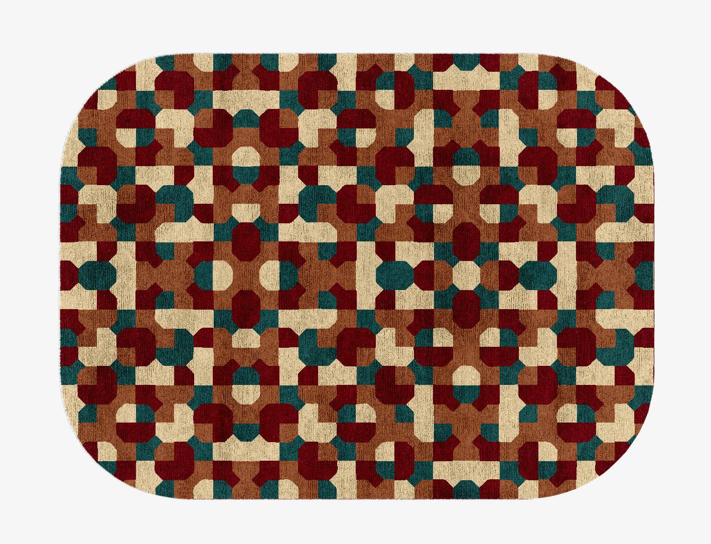 Elementary Modern Geometrics Oblong Hand Knotted Bamboo Silk Custom Rug by Rug Artisan