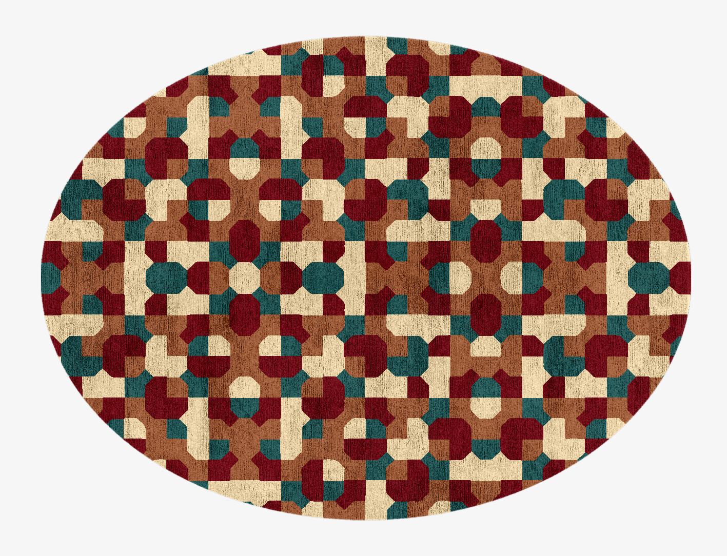 Elementary Geometric Oval Hand Knotted Bamboo Silk Custom Rug by Rug Artisan
