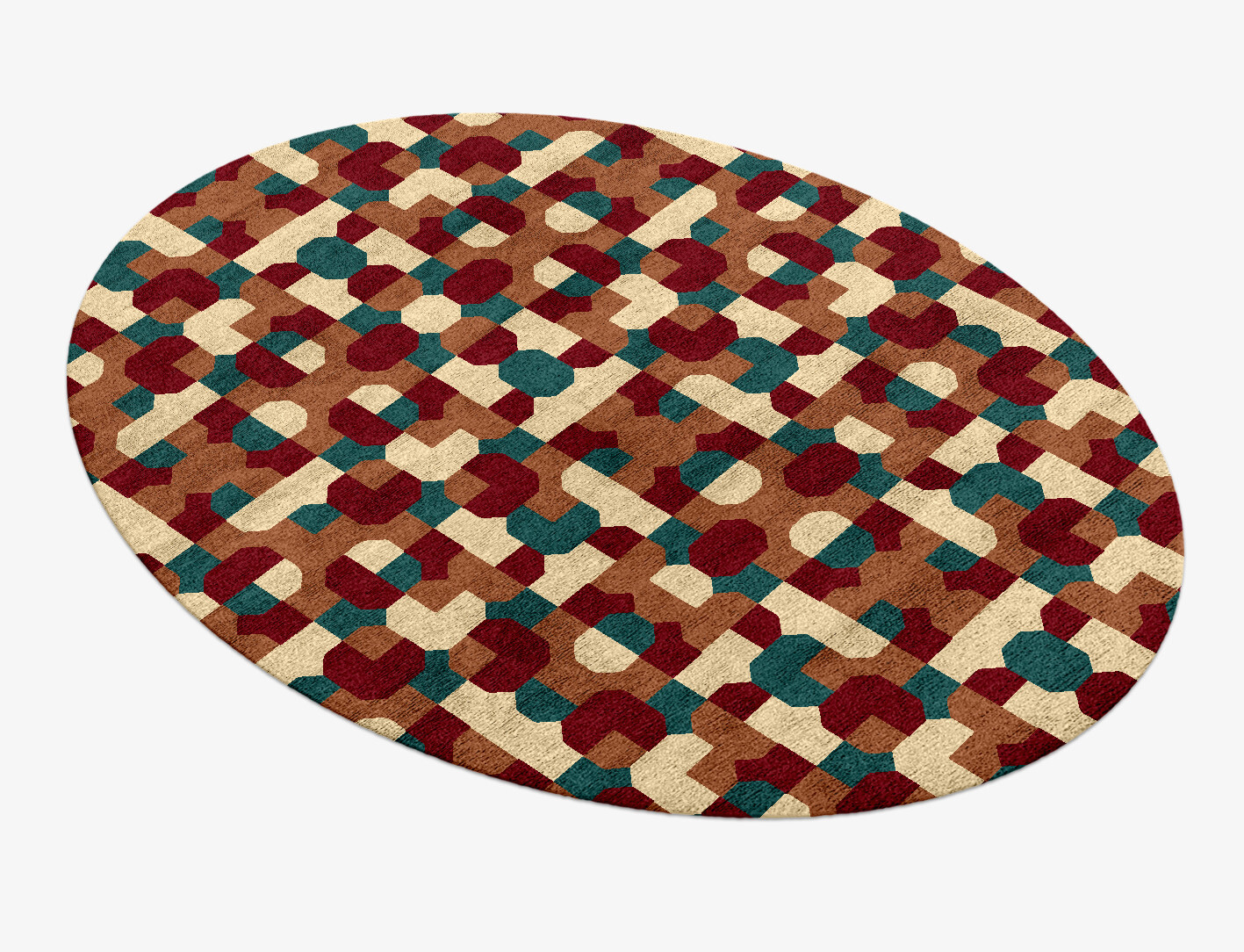Elementary Geometric Oval Hand Knotted Bamboo Silk Custom Rug by Rug Artisan
