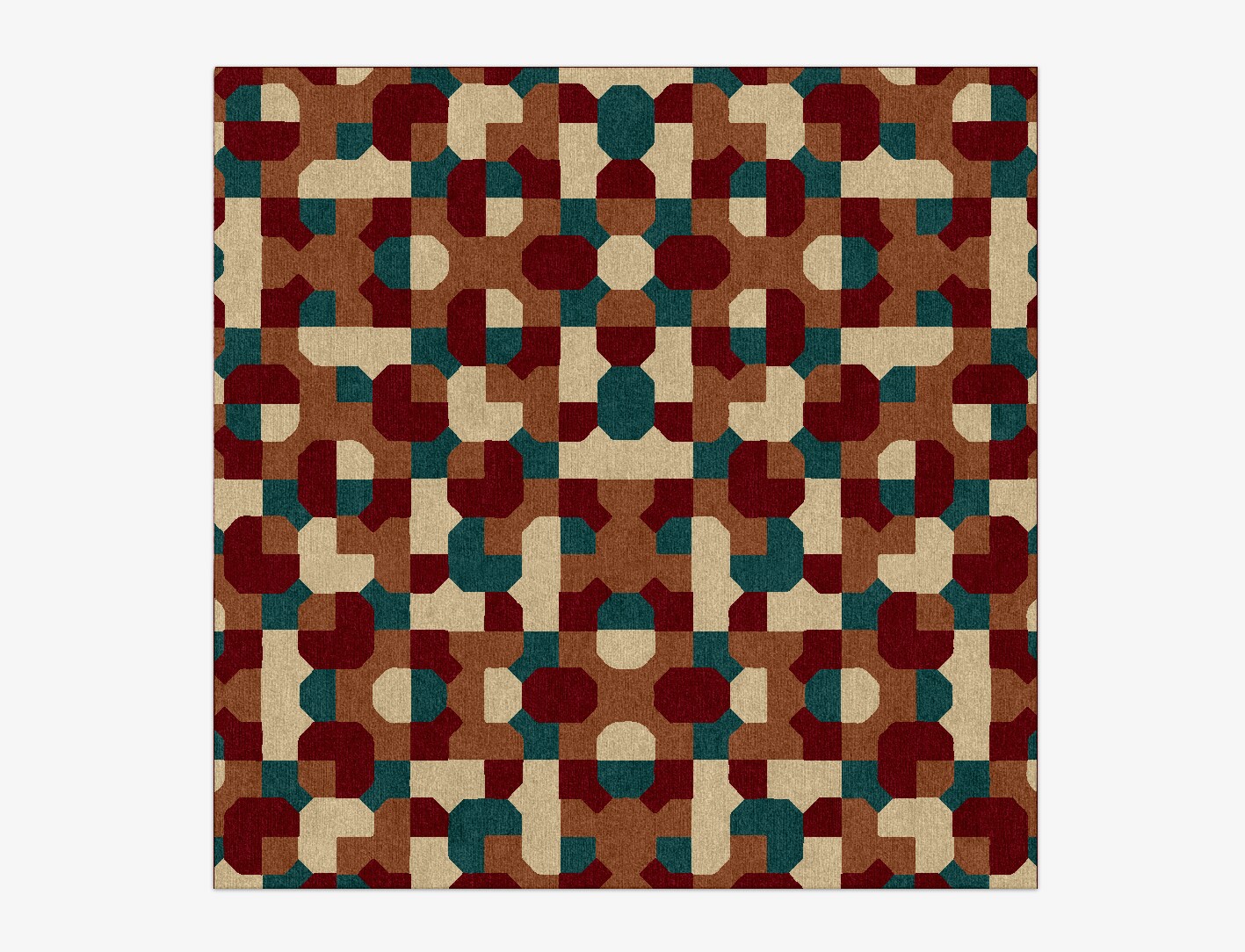 Elementary Geometric Square Hand Knotted Tibetan Wool Custom Rug by Rug Artisan