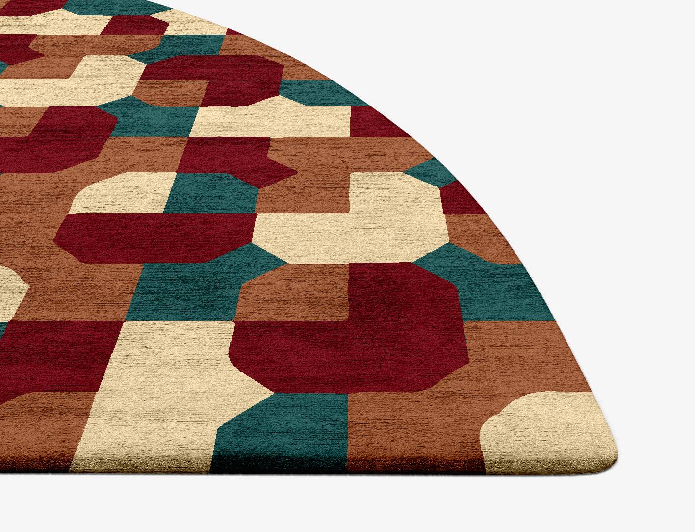 Elementary Modern Geometrics Halfmoon Hand Tufted Bamboo Silk Custom Rug by Rug Artisan