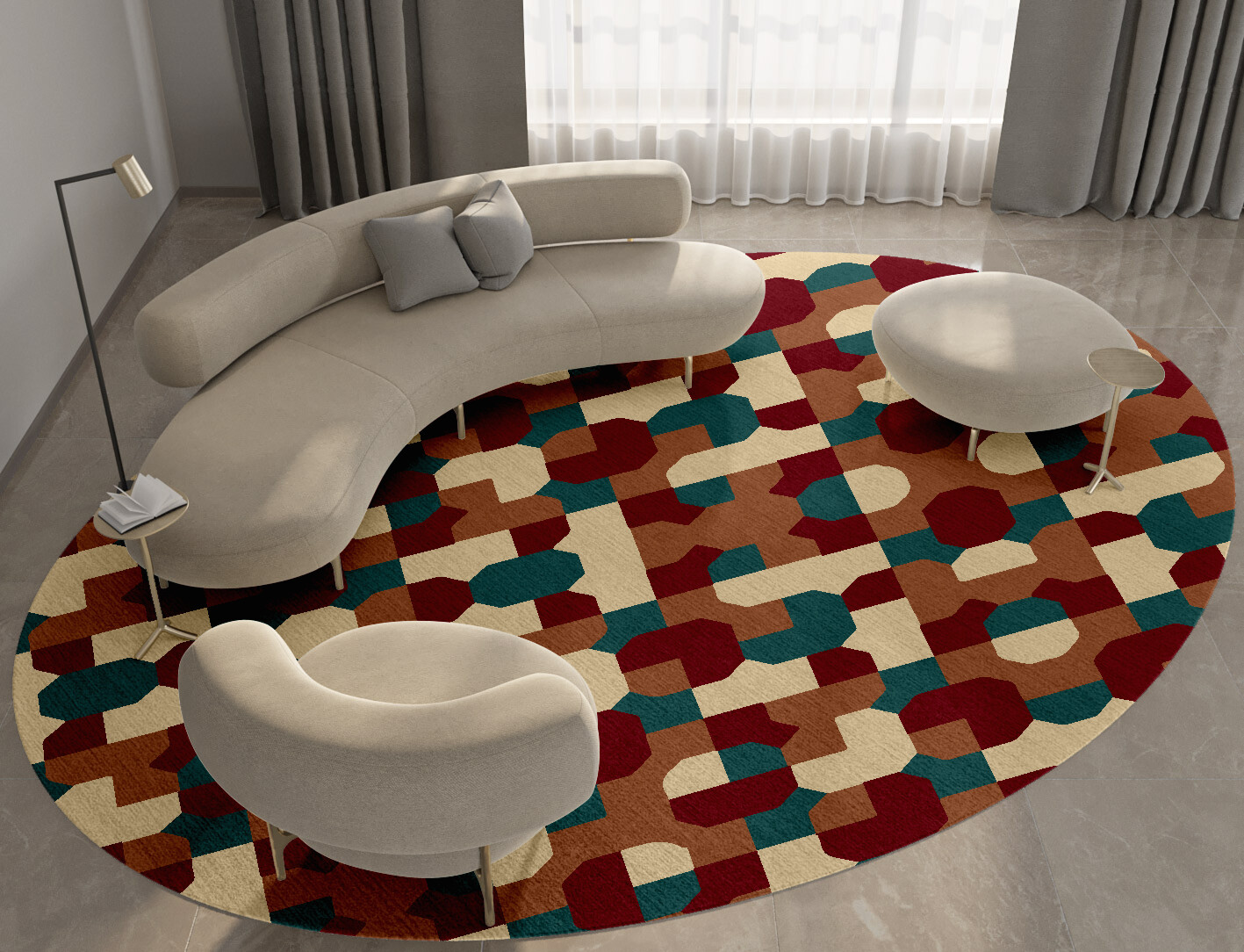 Elementary Geometric Oval Hand Tufted Pure Wool Custom Rug by Rug Artisan