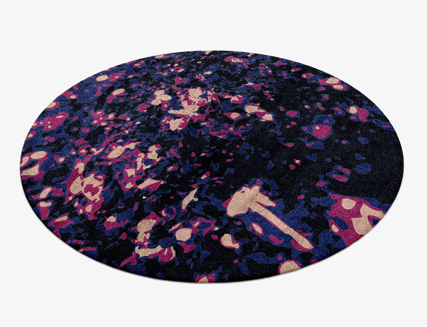 Embers Abstract Round Hand Knotted Bamboo Silk Custom Rug by Rug Artisan