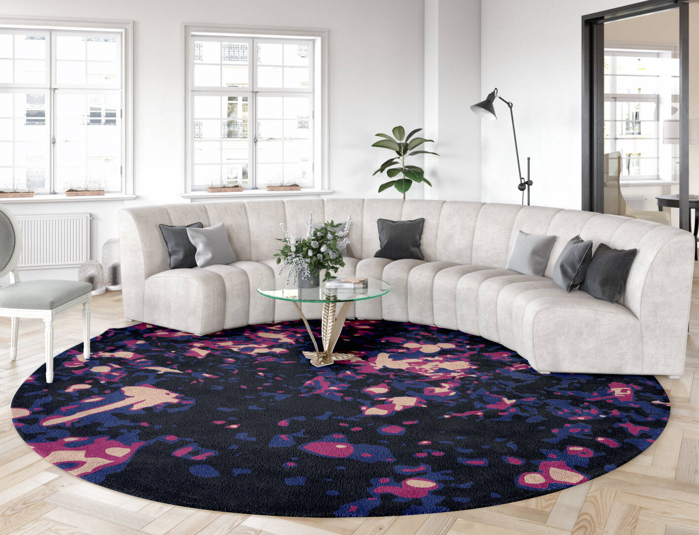 Embers Abstract Round Hand Tufted Pure Wool Custom Rug by Rug Artisan