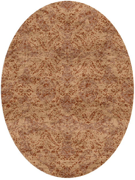 Engravings Vintage Oval Hand Knotted Bamboo Silk Custom Rug by Rug Artisan