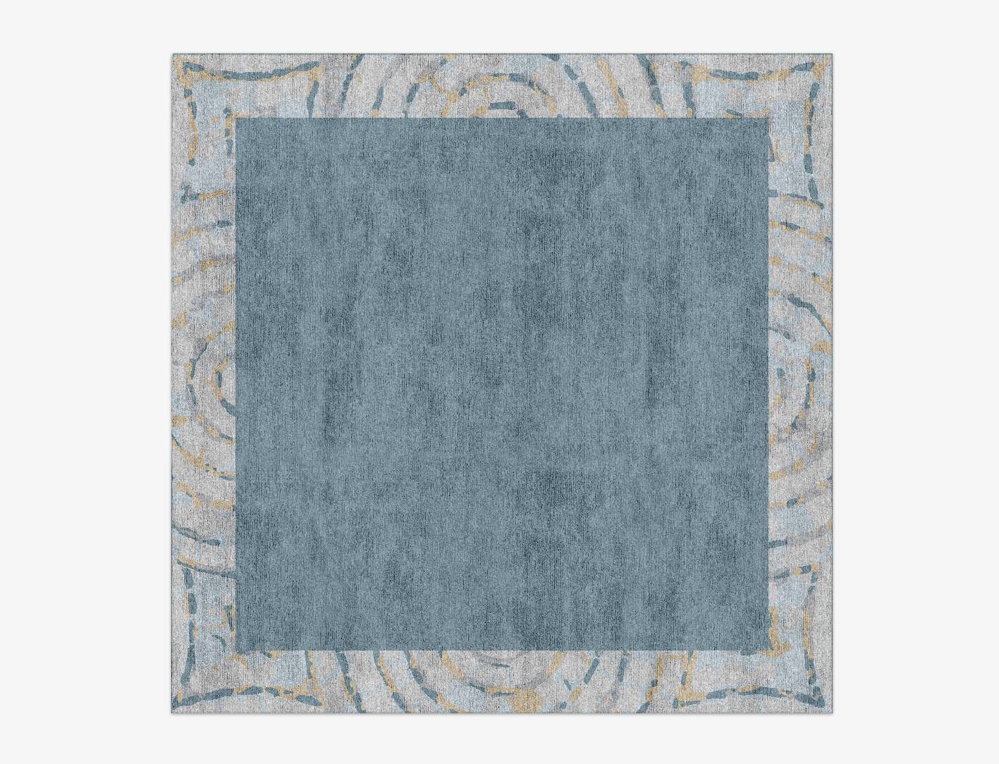 Ennui Cerulean Square Hand Knotted Bamboo Silk Custom Rug by Rug Artisan
