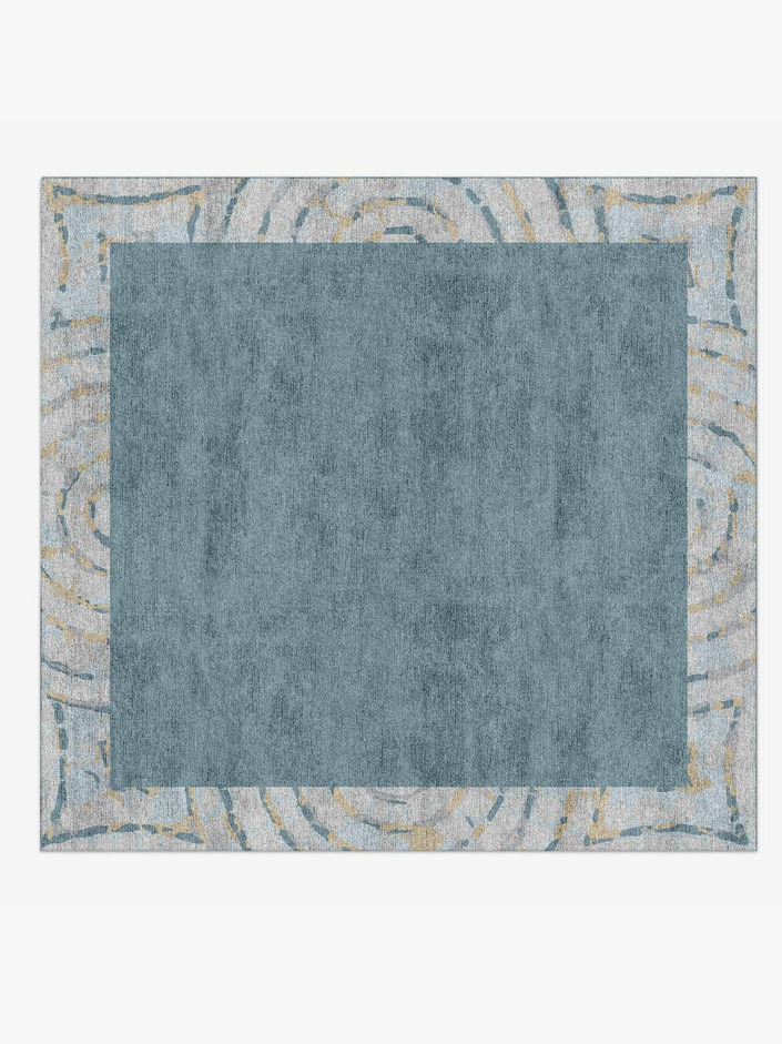 Ennui Cerulean Square Hand Knotted Bamboo Silk Custom Rug by Rug Artisan