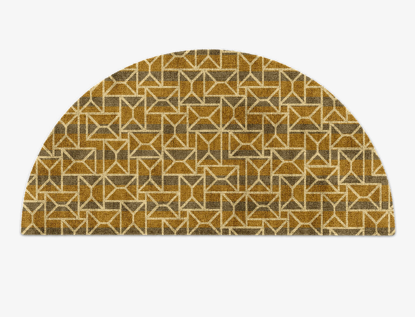 Envelope Modern Geometrics Halfmoon Hand Knotted Bamboo Silk Custom Rug by Rug Artisan