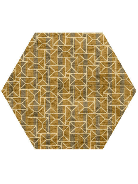 Envelope Modern Geometrics Hexagon Hand Knotted Bamboo Silk Custom Rug by Rug Artisan