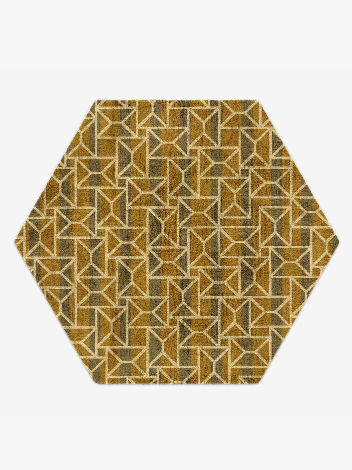 Envelope Modern Geometrics Hexagon Hand Knotted Bamboo Silk Custom Rug by Rug Artisan